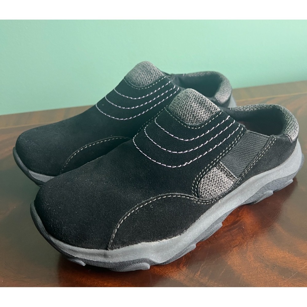 Earth Origins Trail Taya Black Suede Leather Flat Comfort Clogs Size 6‎ M